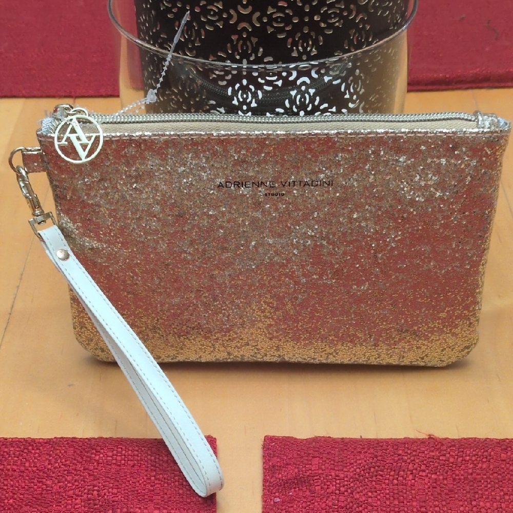 Adrienne Vittadini Glittering Gold Wristlet with Portable Charger